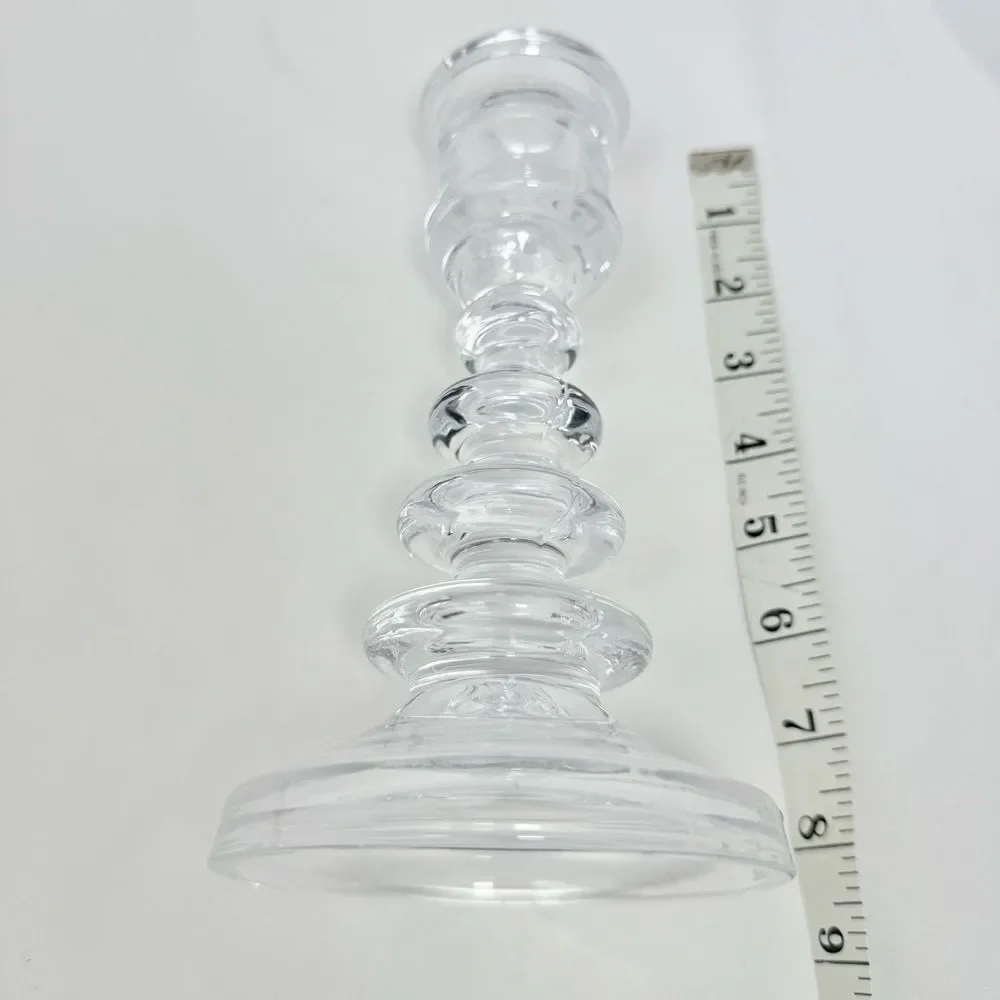 Elements Clear Glass Rounded Tiered Taper Candle Holder